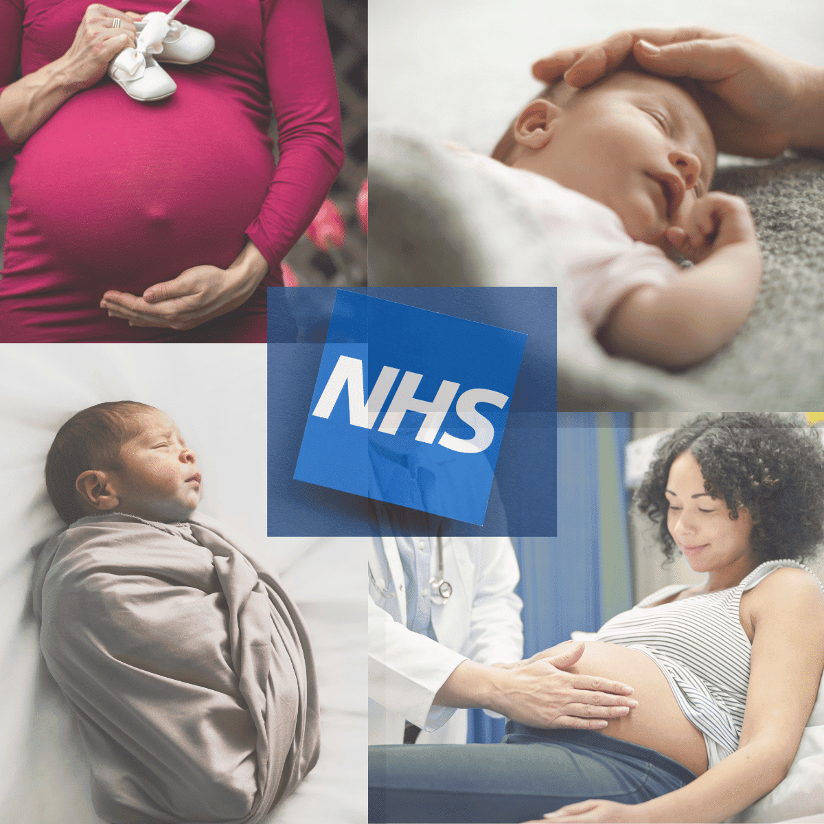 Maternity collage with NHS logo on top