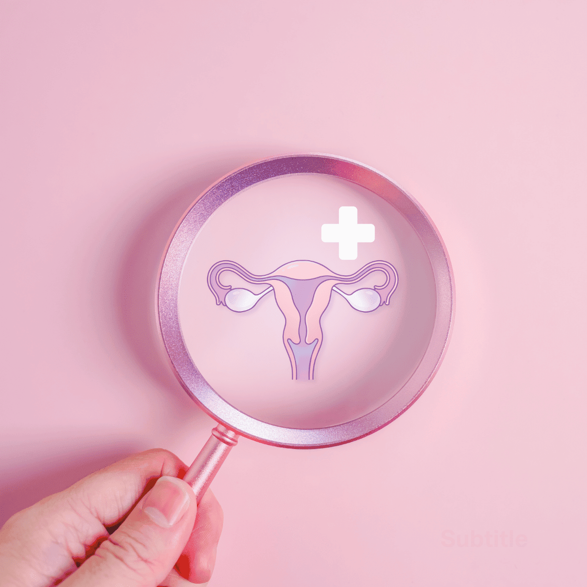 Magnifying glass over an image of ovaries